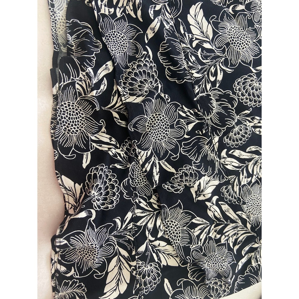 J Jill Black White Floral Print Long Sleeve Blouse Shirt Top Women's Medium NEW - Picture 6 of 13